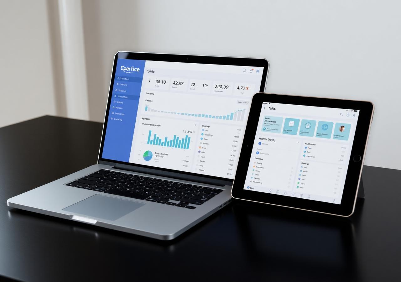 Organization management platform on laptop and tablet